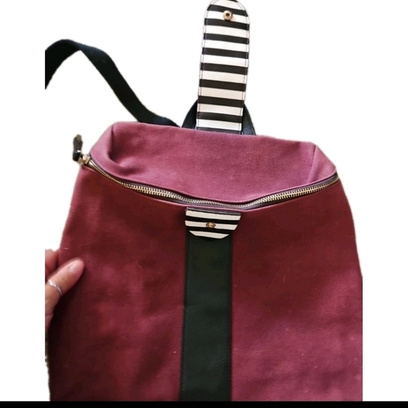 Henri Bendel Limited Edition Convertible Canvas & Leather Burgundy Backpack main image 7